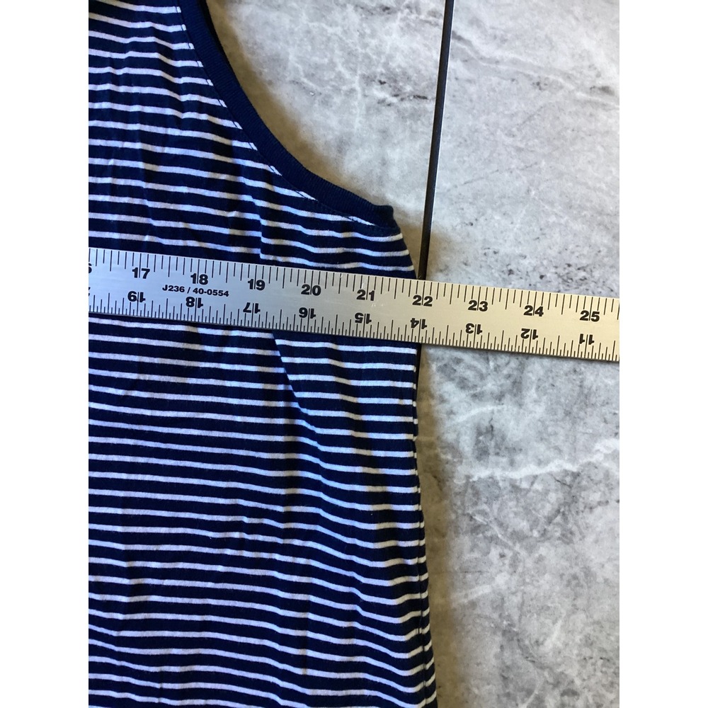 Pact Organic Cotton Striped Tank Top Navy Blue White XXL Sleeveless Crew Neck - Picture 3 of 6